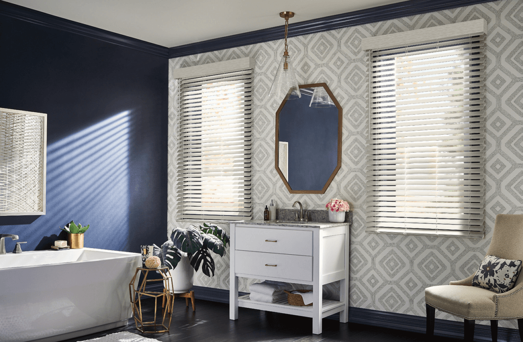 Graber Faux Wood Blinds in Bathroom