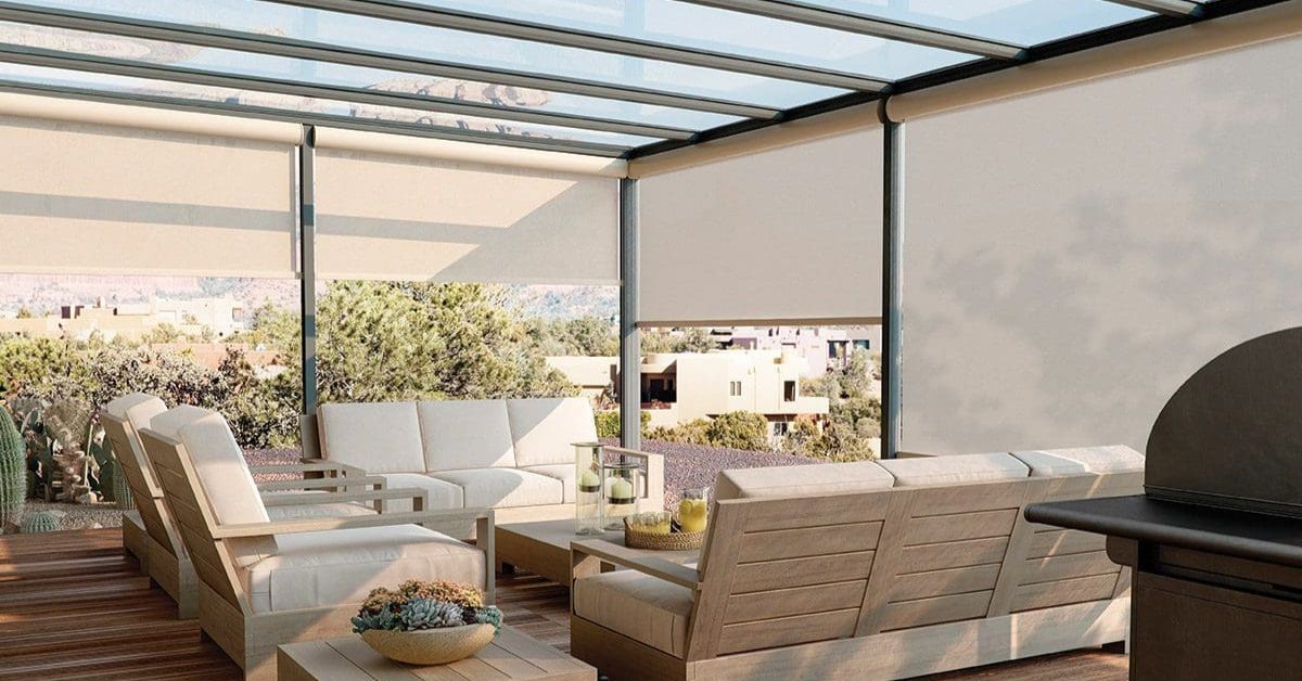 Patio adorned with stylish outdoor shades for sun control
