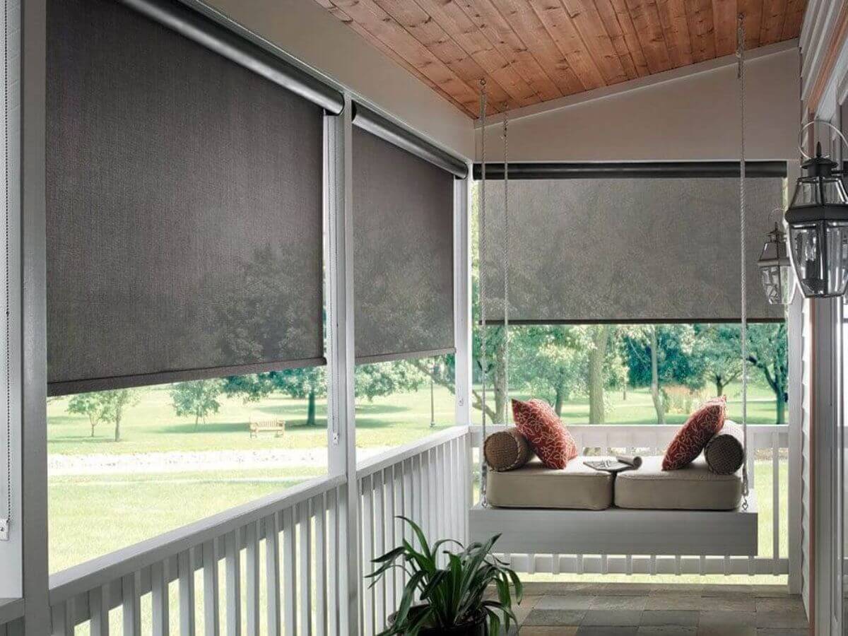 Solar shades on patio providing sun protection and style