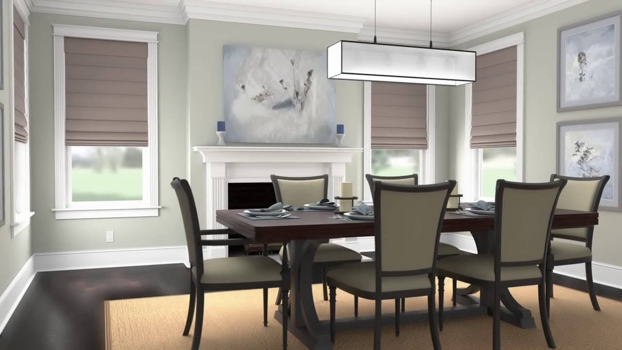 Graber Roman Shades in Dining Area