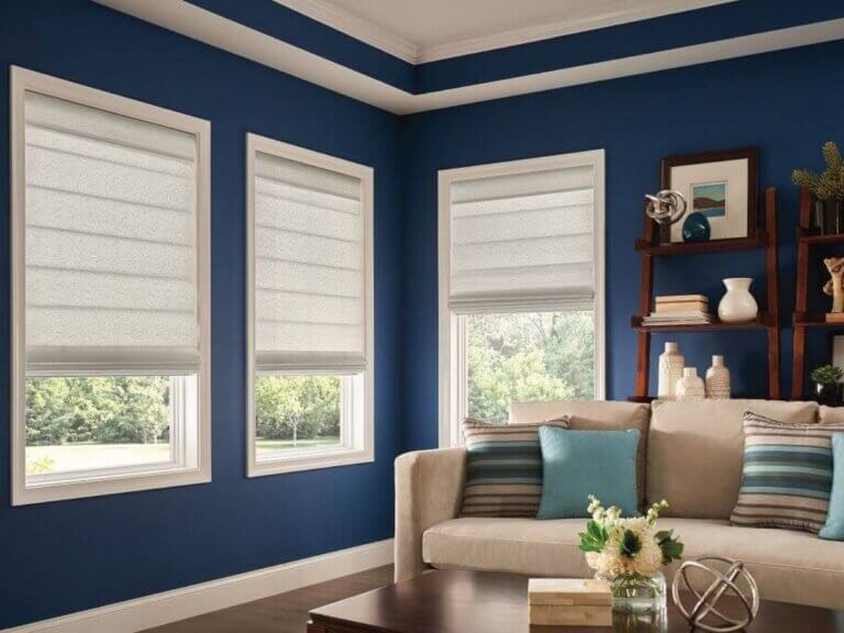 Graber Roman Shades in Living Room