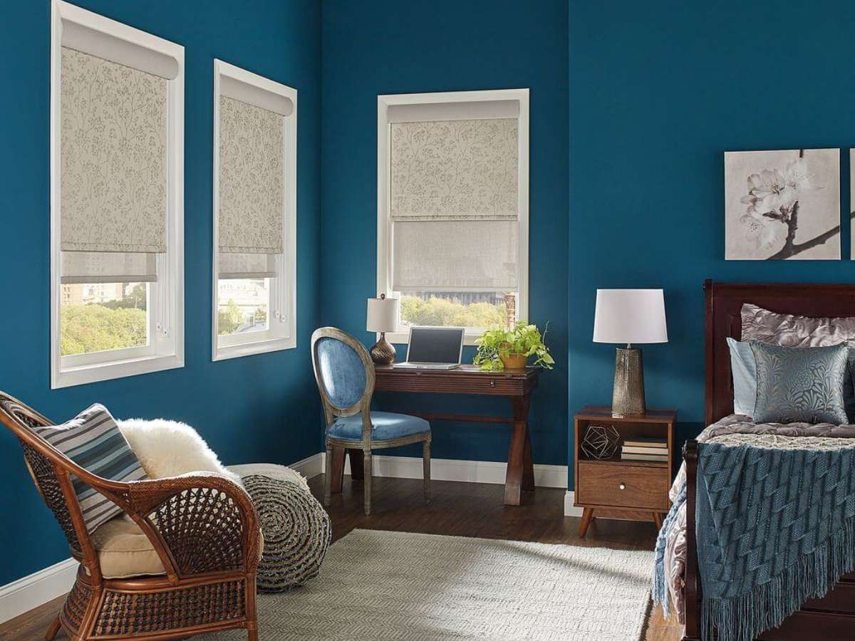 Graber Roller Shades in Bedroom