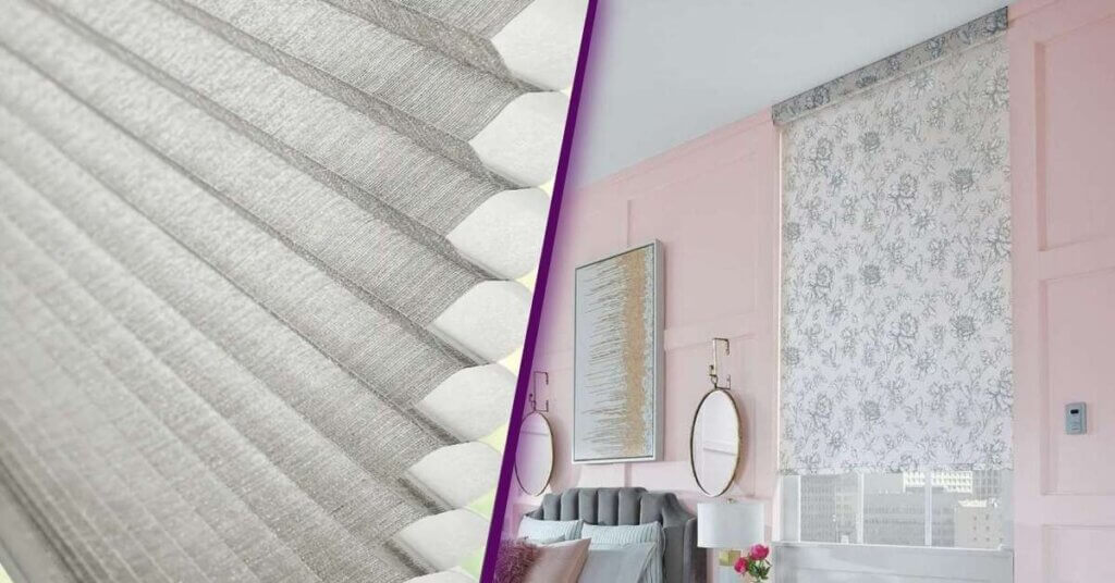 Cellular shades are designed with a unique structure made of pleated fabric that forms pockets (or “cells”) of air while roller shades are made from a single piece of fabric that rolls up neatly into a tube or cassette at the top of the window.