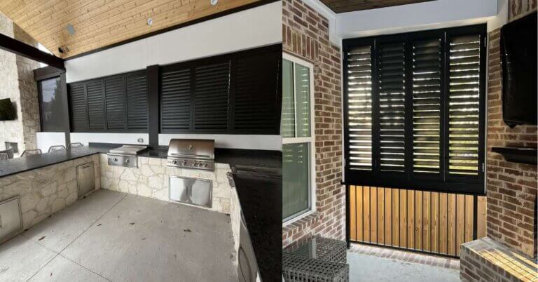 Exterior black shutters in Little Rock porch
