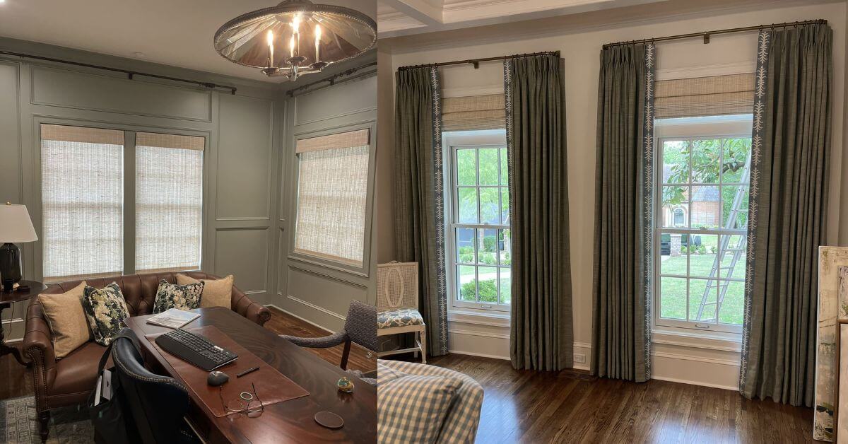 Natural Roman Shades and Custom Drapery Panels