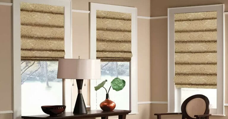 How To Style Bold Patterned Roman Shades in Neutral Spaces